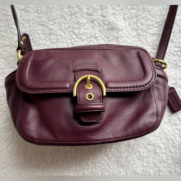 Coach Handbags - Coach Vintage Campbell Leather Crossbody Bag with buckle (F25150) - burgundy